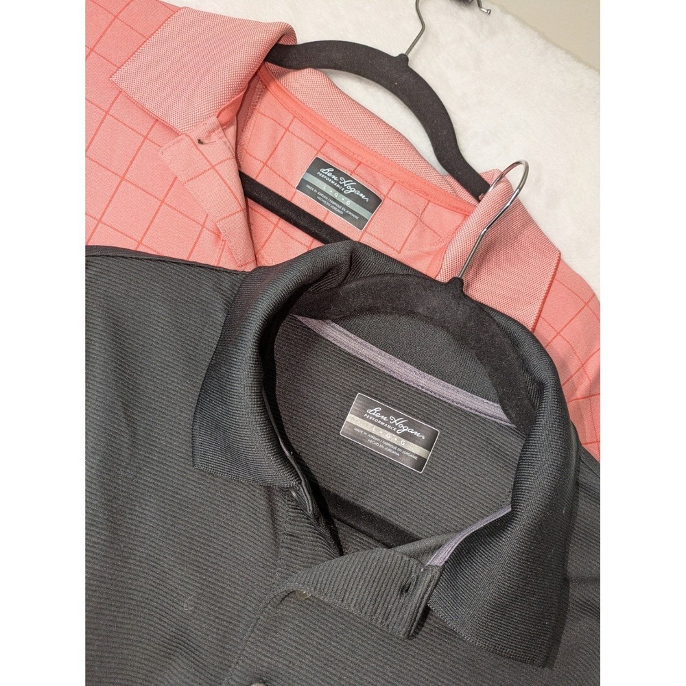 Ben Hogan Performance Polo Shirts Mens Large Black Pink 2-Pack Short Sleeve Golf